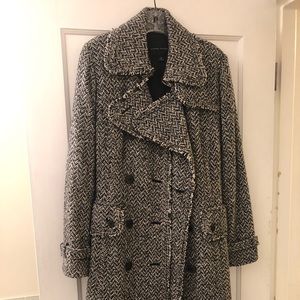 Black/white trench coat.